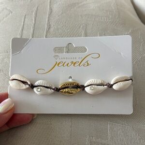NWT Gold and Cream SHELL Bracelet adjustable / ankle summer beach
